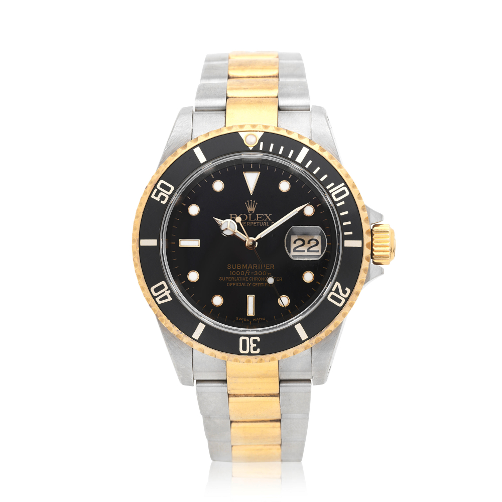 Rolex. A stainless steel and gold automatic calendar bracelet watch