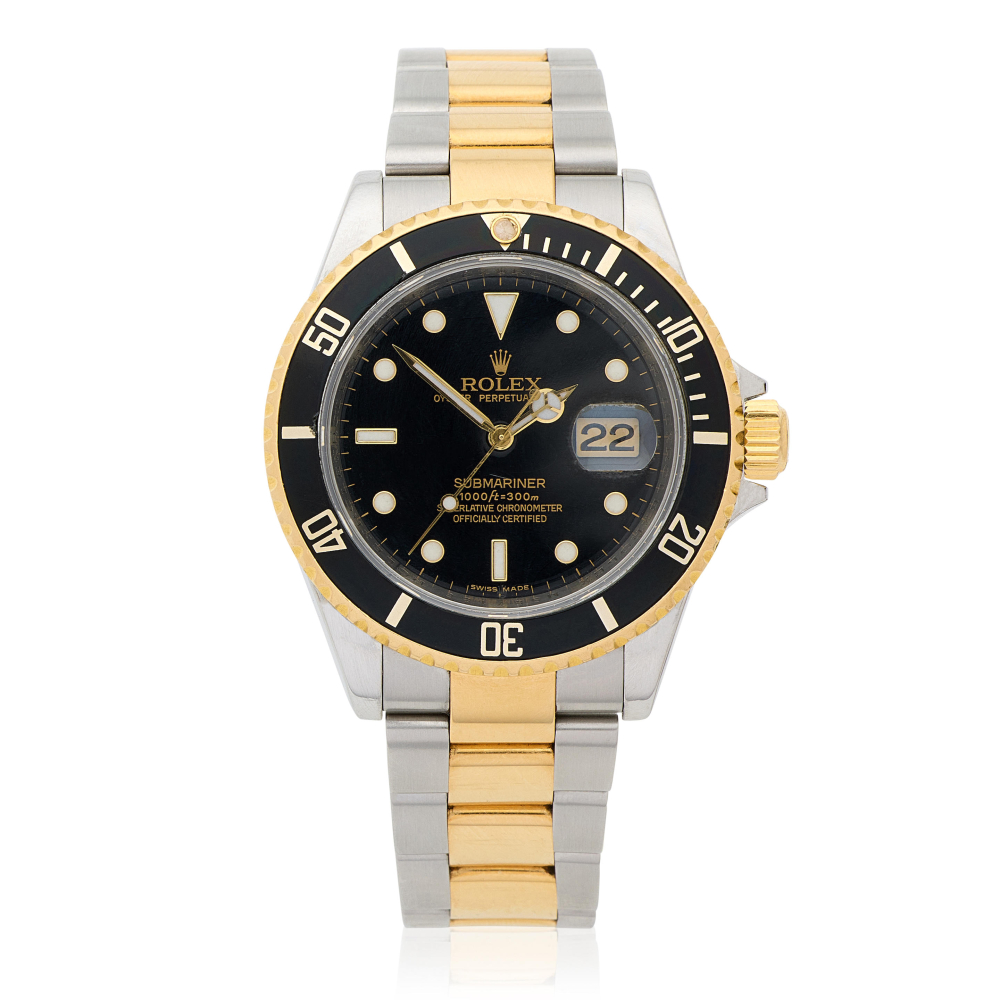 Rolex. A stainless steel and gold automatic calendar bracelet watch