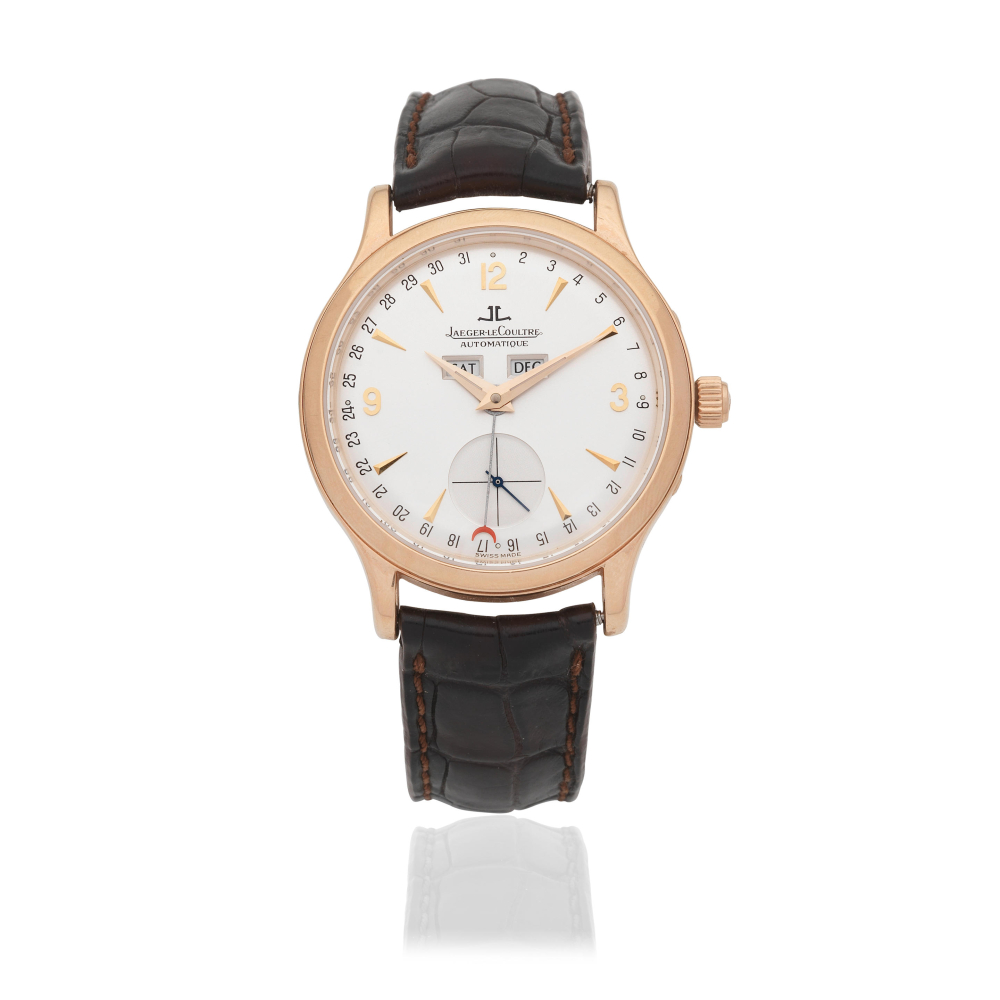 Jaeger-LeCoultre. A recently serviced 18K rose gold automatic triple calendar wristwatch