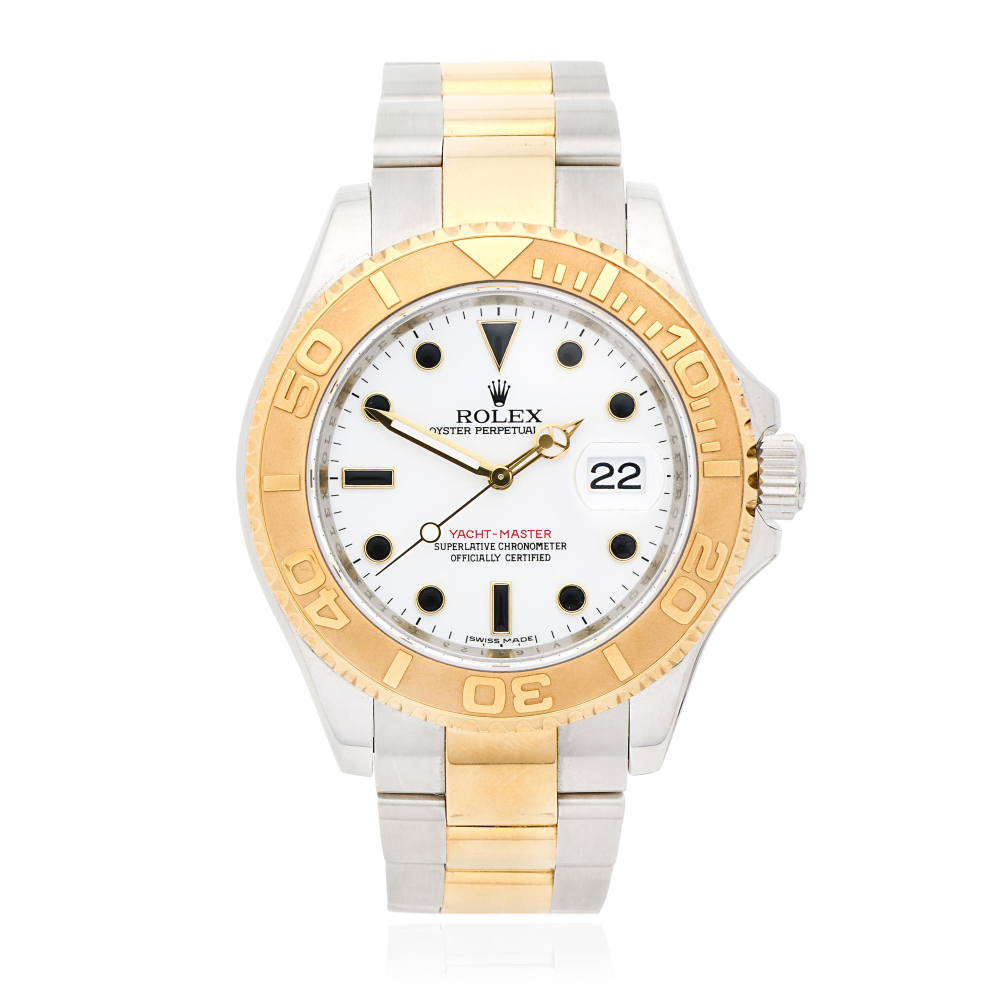 Rolex. A stainless steel and gold automatic calendar bracelet watch
