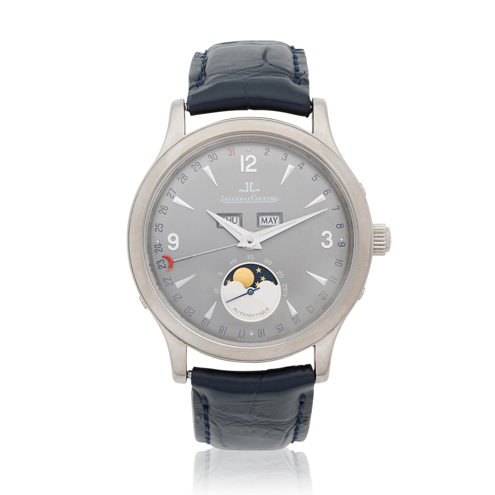 Jaeger-LeCoultre. A recently serviced 18K white gold automatic triple calendar wristwatch with moon phase