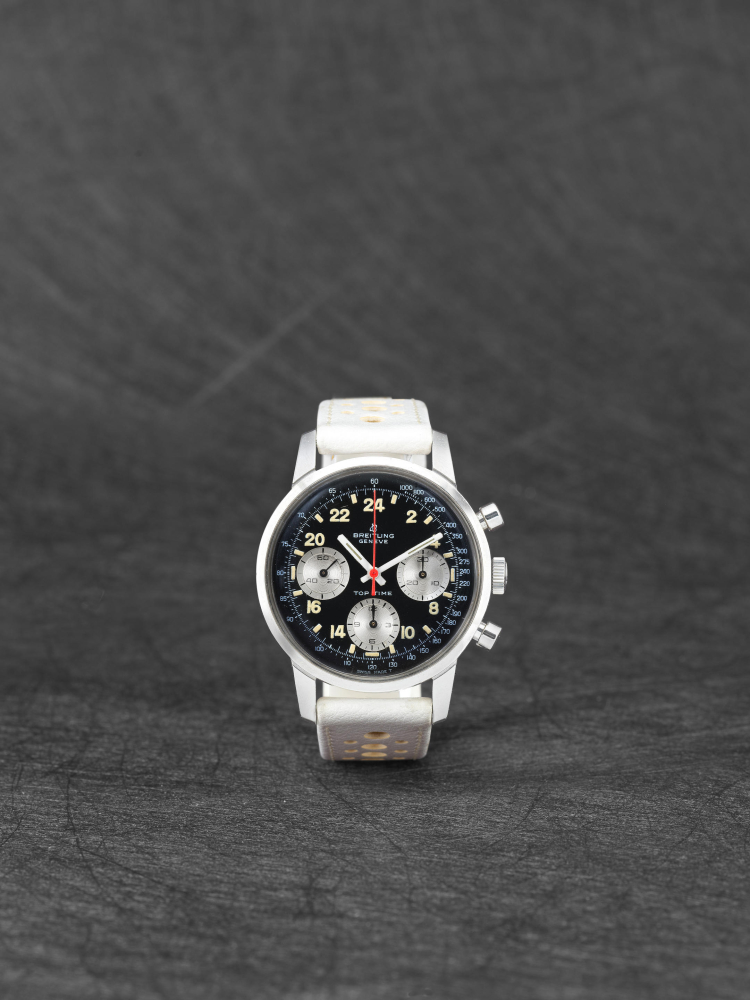 Breitling. A rare and unusual stainless steel manual wind chronograph with 24-hour dial