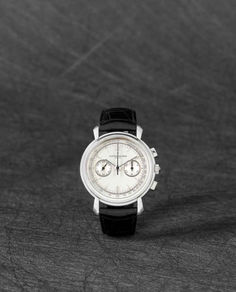 Vacheron Constantin. A fine and rare platinum manual wind chronograph wristwatch with sigma dial