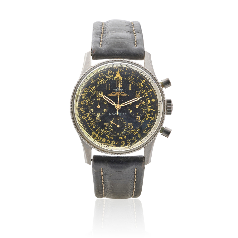 Breitling. A stainless steel manual wind chronograph wristwatch (AF)