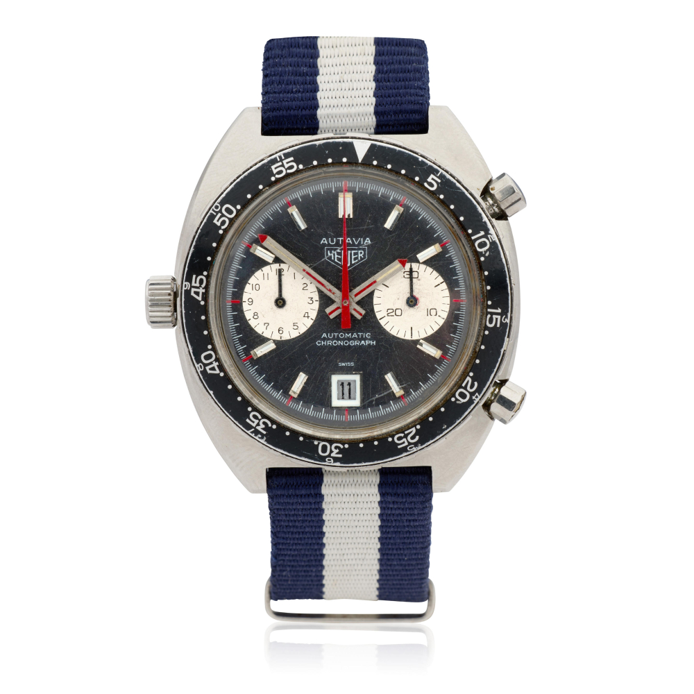 Heuer. A stainless steel automatic calendar chronograph wristwatch