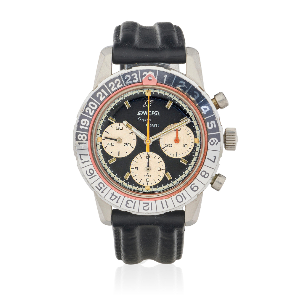 Enicar. A stainless steel manual wind chronograph wristwatch