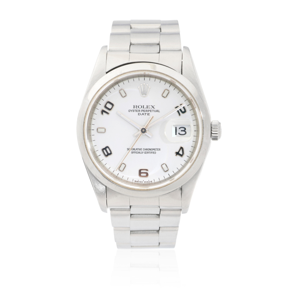 Rolex. A stainless steel automatic calendar bracelet watch