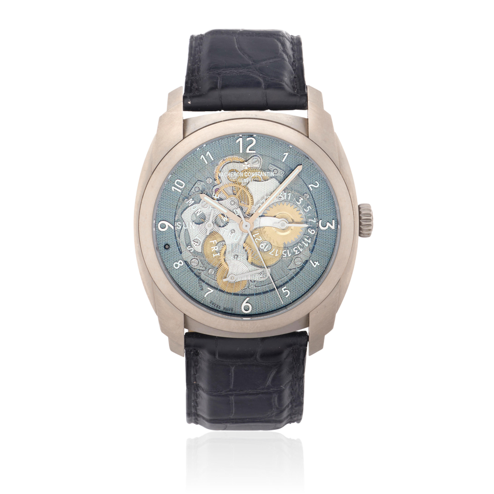 Vacheron Constantin. A titanium automatic skeletonised wristwatch with power reserve