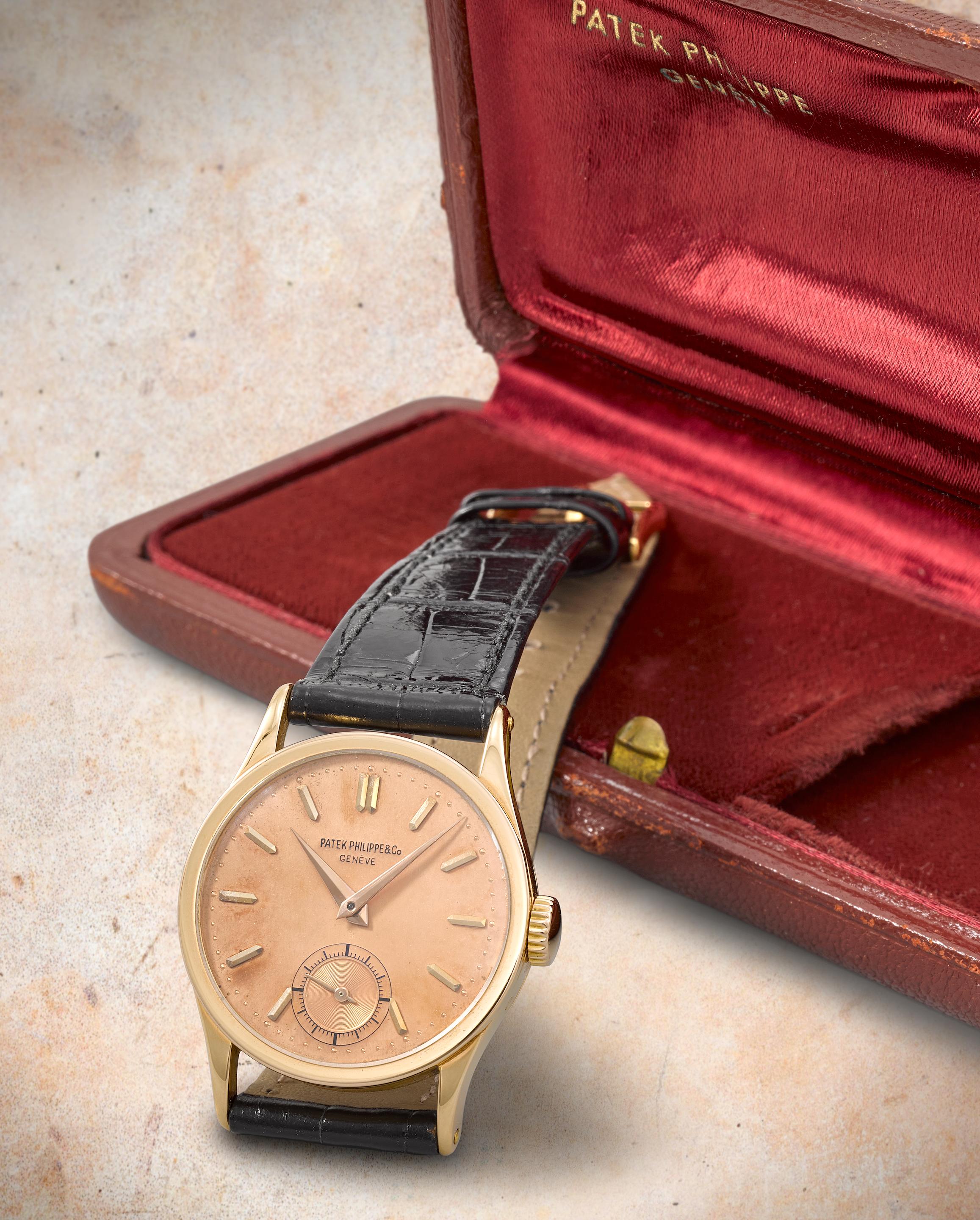 Patek Philippe. A fine 18K rose gold 'pink on pink' manual wind wristwatch