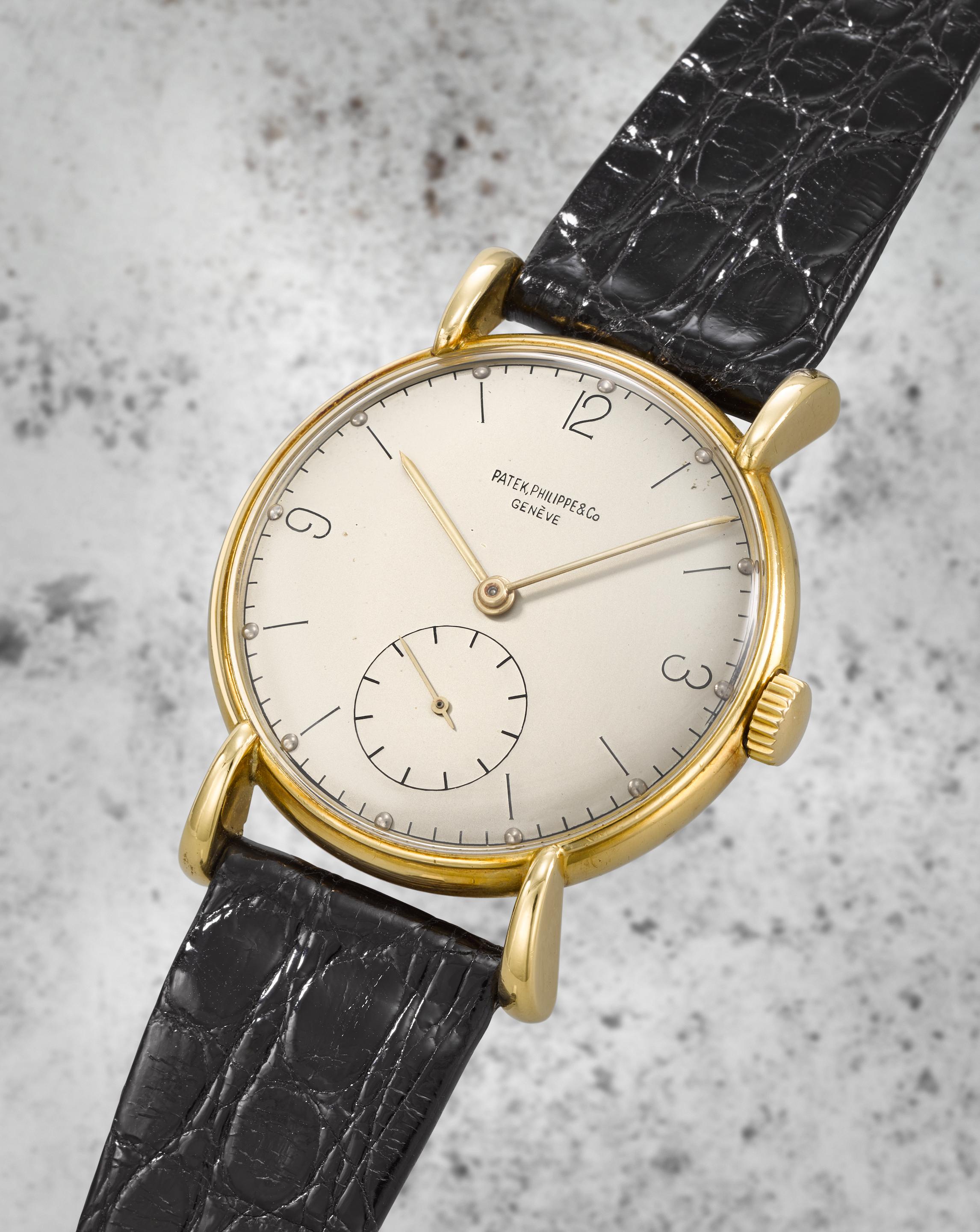 Patek Philippe. A rare 18K gold manual wind wristwatch