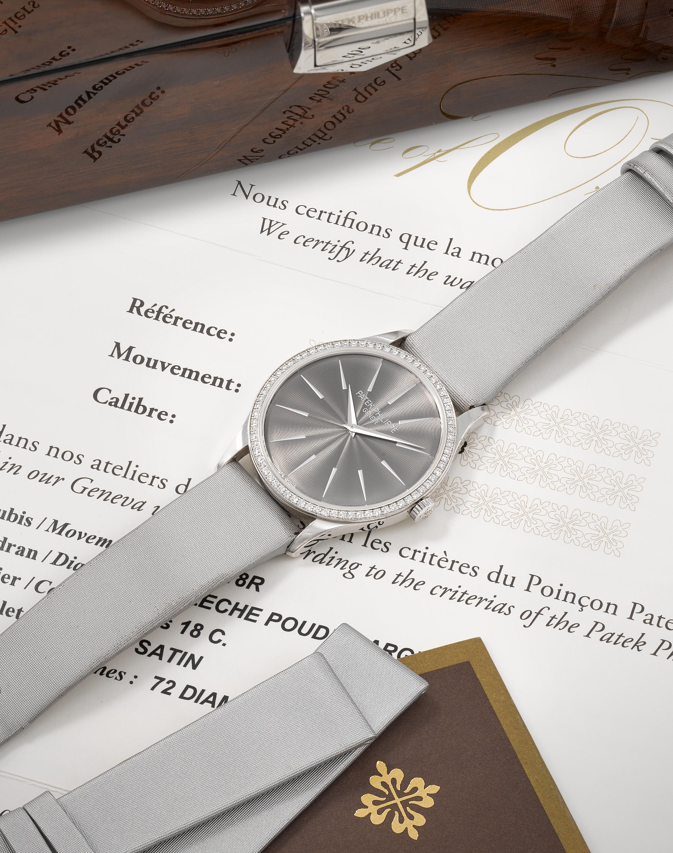 Patek Philippe. A fine lady's 18K white gold diamond set manual wind wristwatch