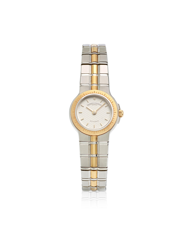 VACHERON CONSTANTIN. A LADY'S STAINLESS STEEL AND YELLOW GOLD AUTOMATIC BRACELET WATCH