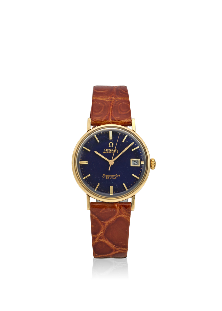 [NO RESERVE] OMEGA. A 14K GOLD AND STAINLESS STEEL AUTOMATIC CALENDAR WRISTWATCH