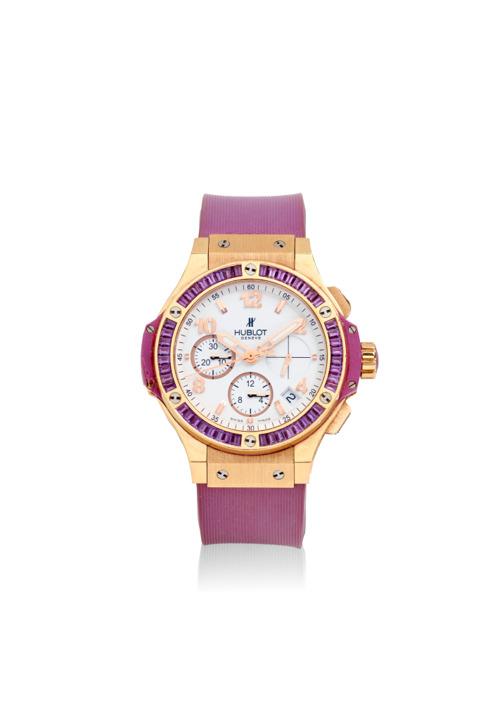 HUBLOT. AN 18K ROSE GOLD AUTOMATIC CALENDAR CHRONOGRAPH WRISTWATCH