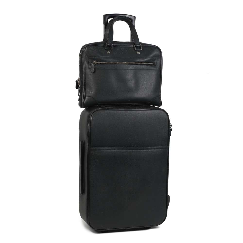 Louis Vuitton: an Ardoise Taiga Leather Pegase Rolling 50 Rolling Suitcase and Holdall