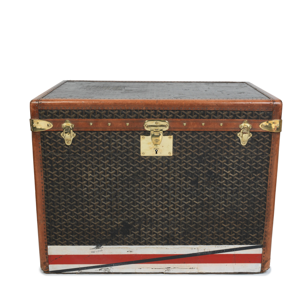 Goyard: a Goyardine Canvas Hatbox Trunk