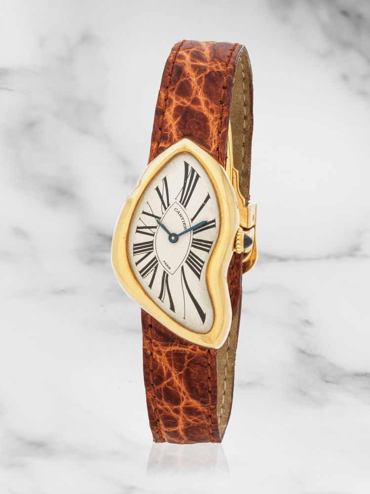 Cartier. An unusual and very limited edition 18K gold manual wind wristwatch made as part of the Paris 1991 edition
