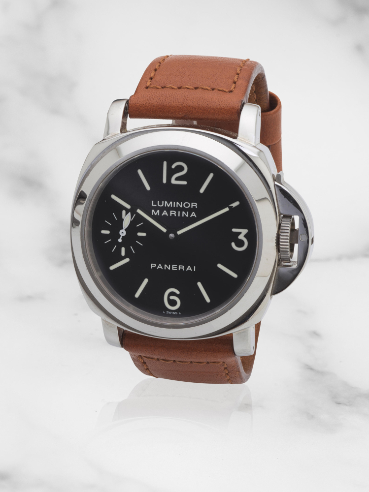 Panerai. A stainless steel manual wind wristwatch