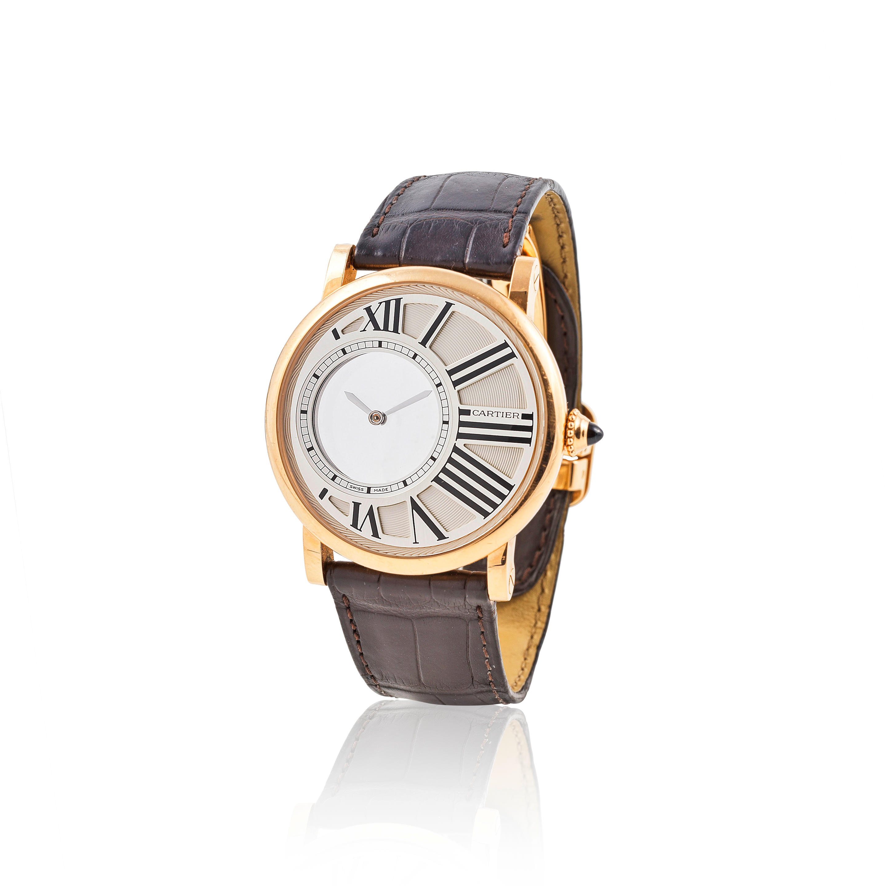 Cartier. A very fine and rare 18K rose gold manual wind wristwatch