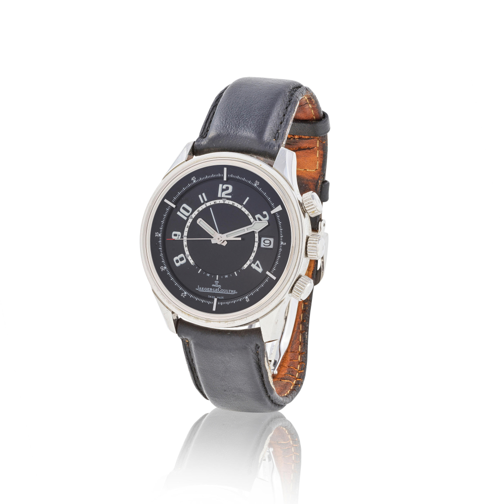 Jaeger-LeCoultre. A stainless steel automatic calendar wristwatch with alarm