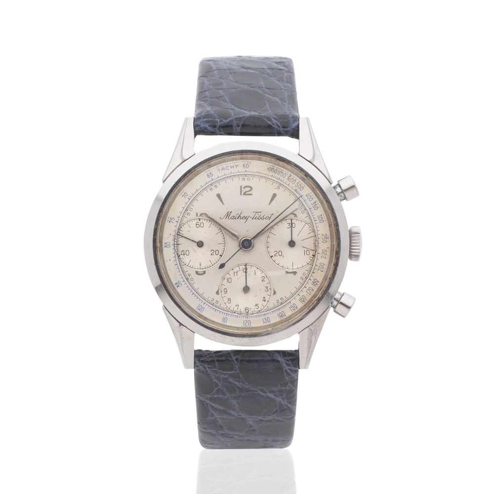 Mathey-Tissot. A chrome plated and stainless steel manual wind chronograph wristwatch