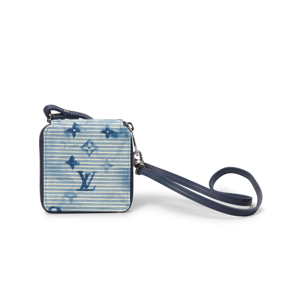 LOUIS VUITTON: HICKORY STRIPES MONOGRAM ZIPPY WALLET ON STRAP