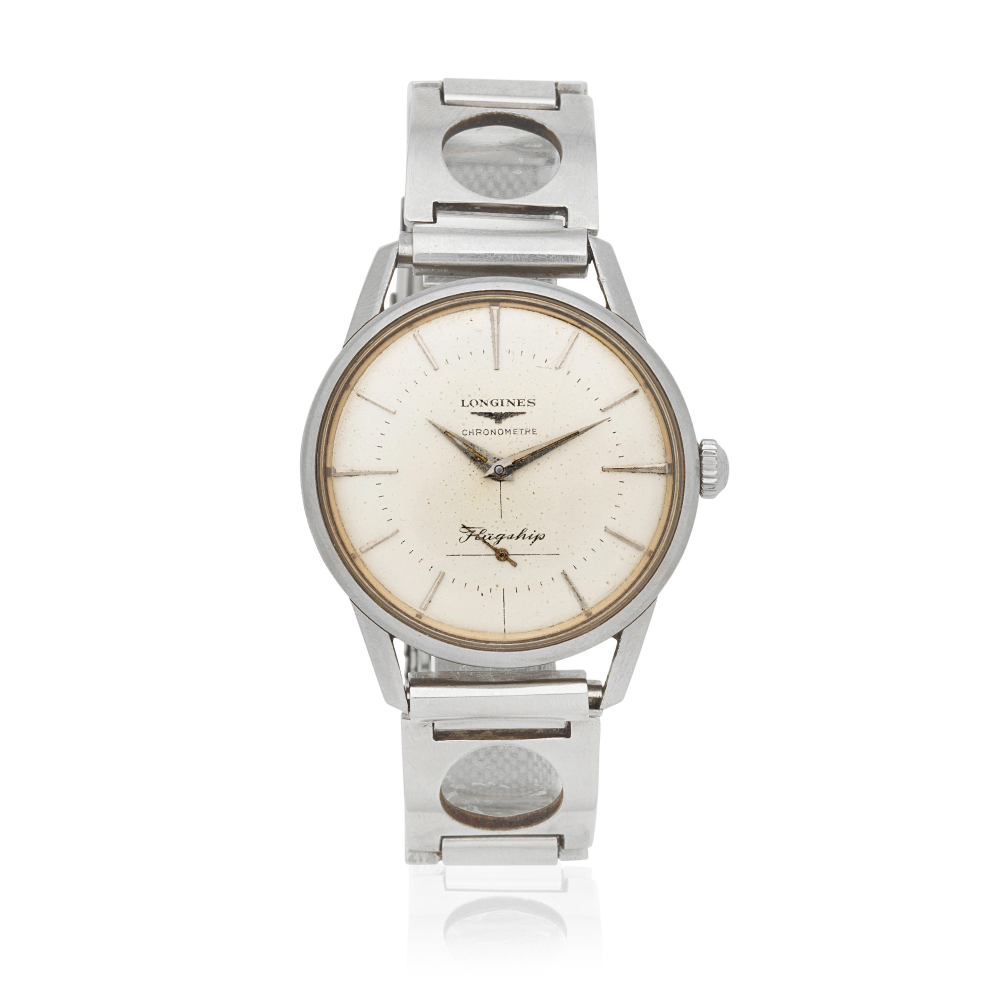 Longines. A stainless steel manual wind wristwatch