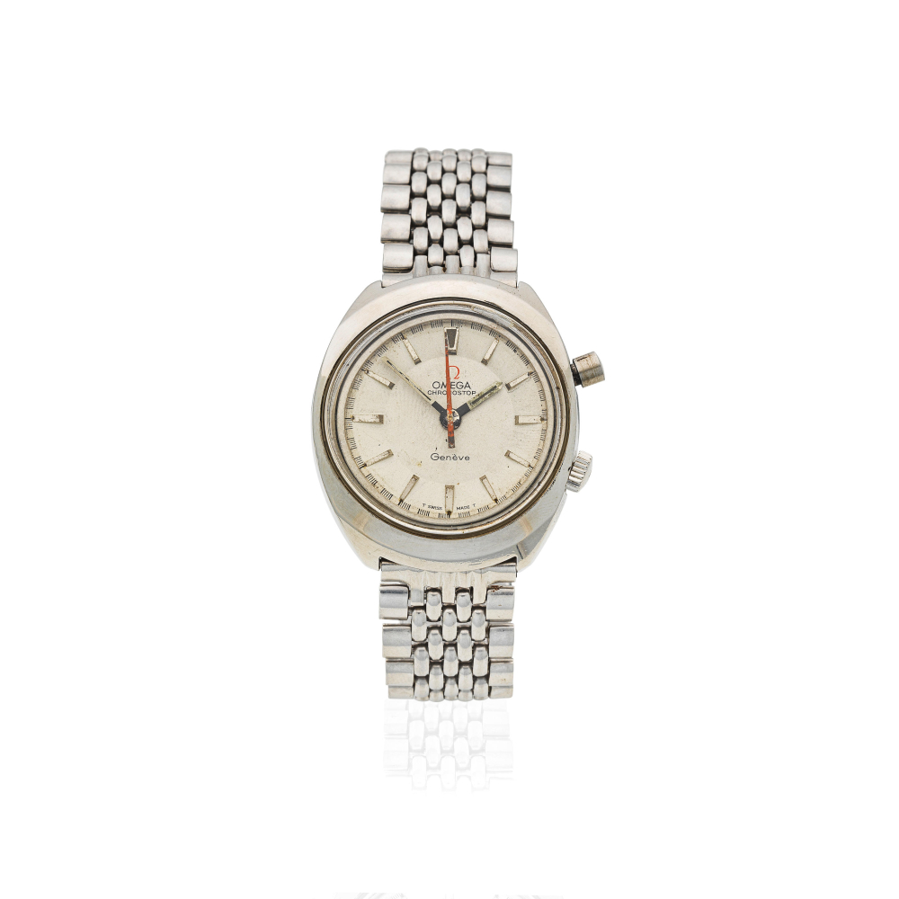 Omega. A stainless steel manual wind single button chronograph bracelet watch
