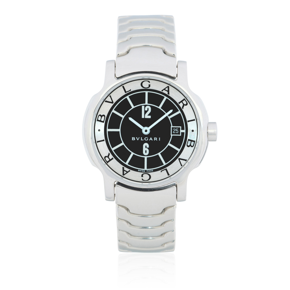 Bulgari. A lady's stainless steel quartz calendar bracelet watch