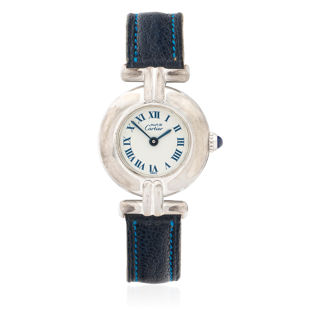Cartier. A lady's silver quartz wristwatch