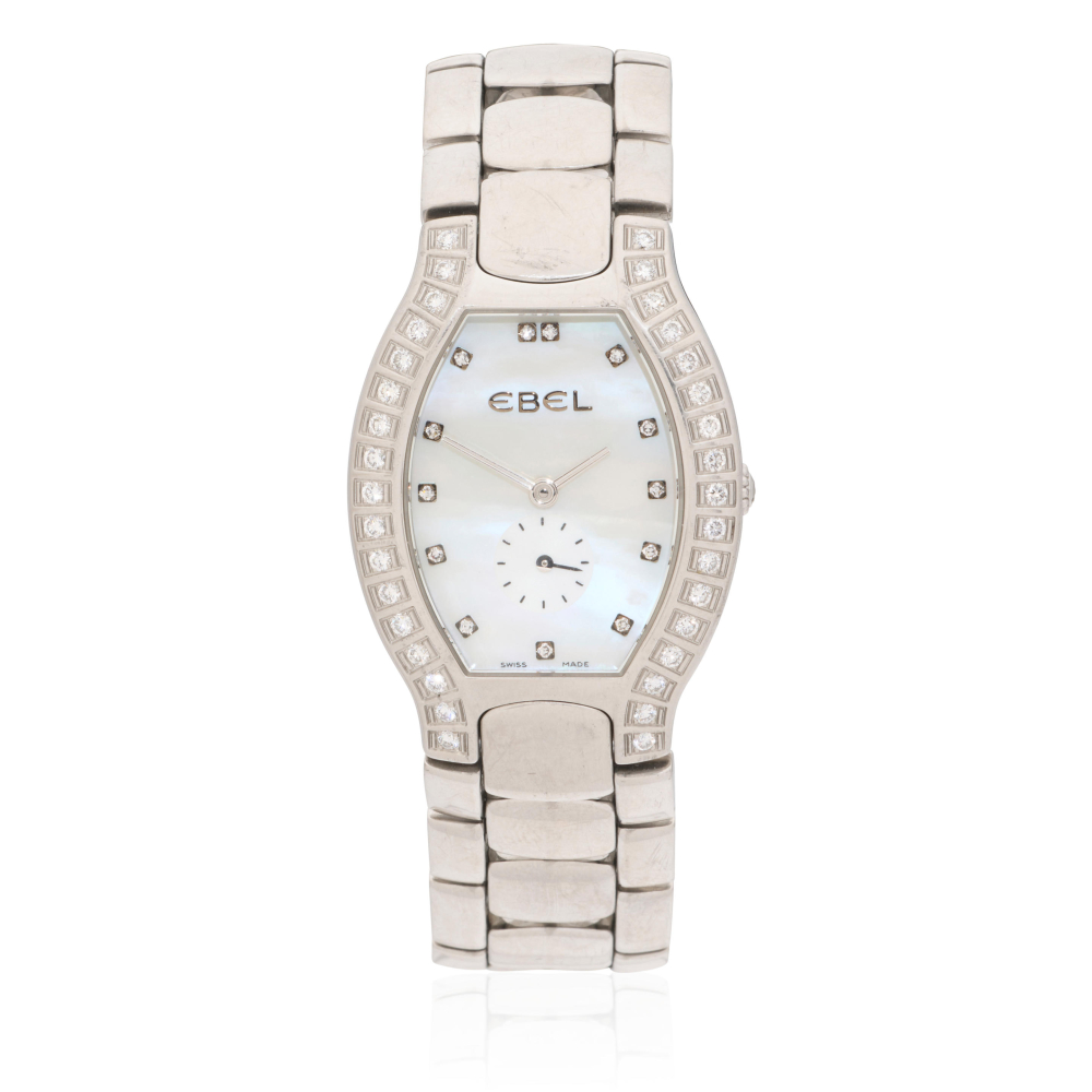 Ebel. A lady's stainless steel and diamond set quartz bracelet watch with Mother of Pearl dial