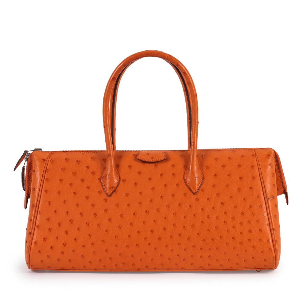 Hermes: an Orange H Ostrich Paris-Bombay 35 Bag