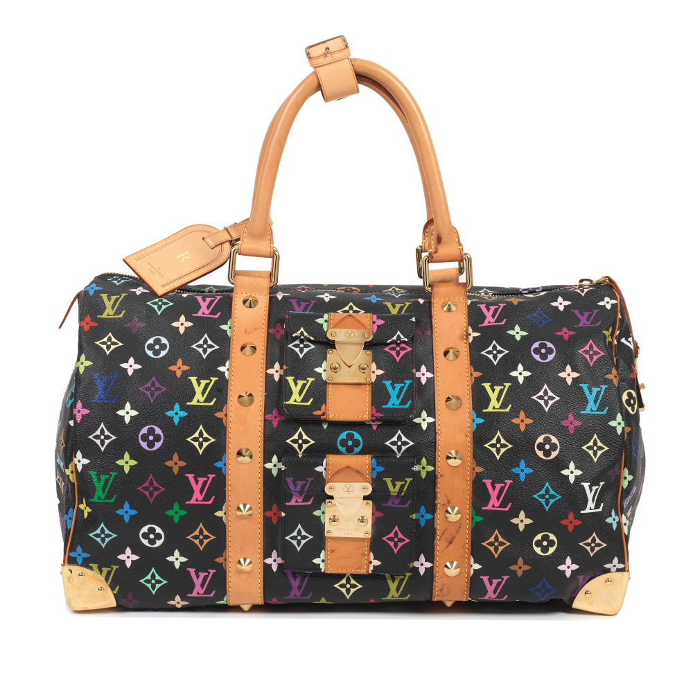Louis Vuitton x Takashi Murakami: a Black Multicolore Monogram Keepall 45
