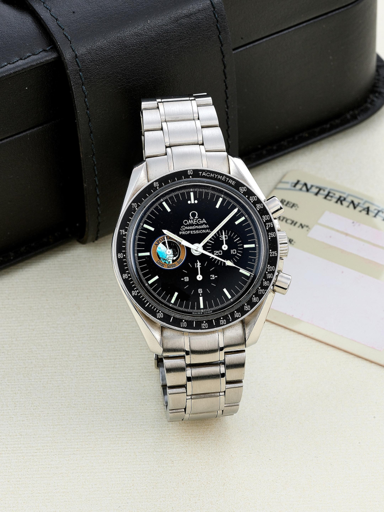 OMEGA | SPEEDMASTER APOLLO XII, REF.3597.16, A STAINLESS STEEL CHRONOGRAPH BRACELET WATCH, CIRCA 1998