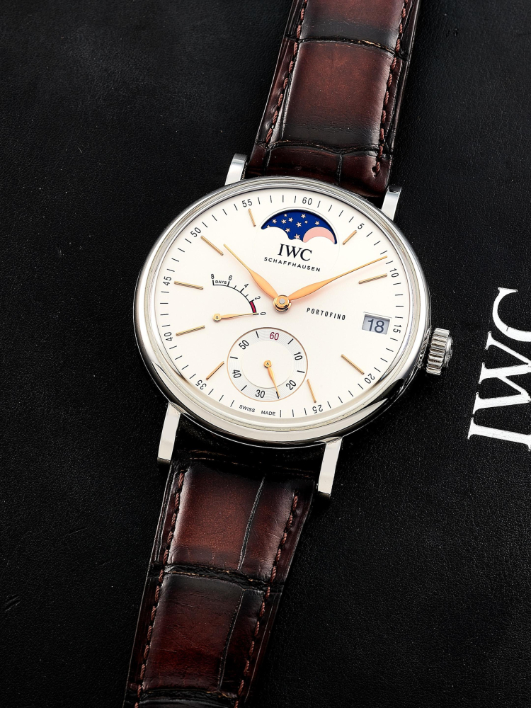 IWC | PORTOFINO, REF.IW516401, A STAINLESS STEEL WRISTWATCH WITH MOON PHASES AND DATE, CIRCA 2017