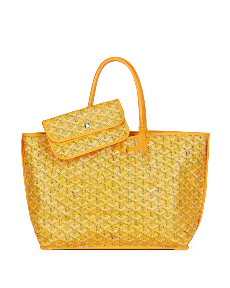[NO RESERVE] GOYARD: YELLOW GOYARDLINE CANVAS & CHEVROCHES CALFSKIN  SAINT LOUIS TOTE BAG