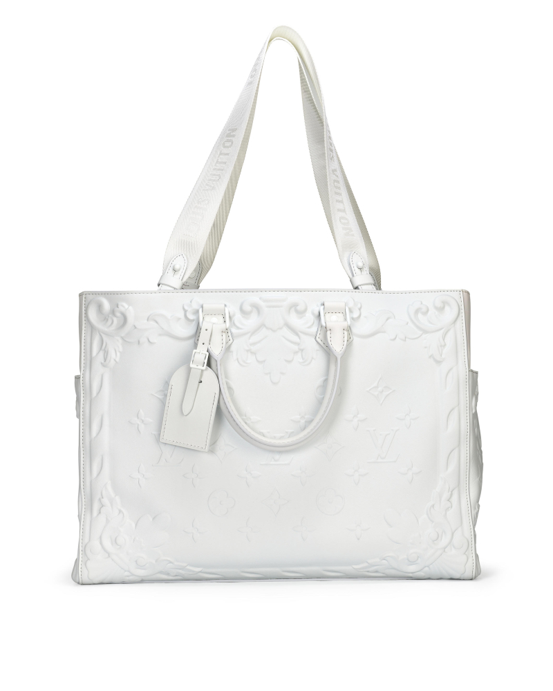 LOUIS VUITTON: WHITE SAC PLAT BIG MONOGRAM TWO-WAY TOTE BAG