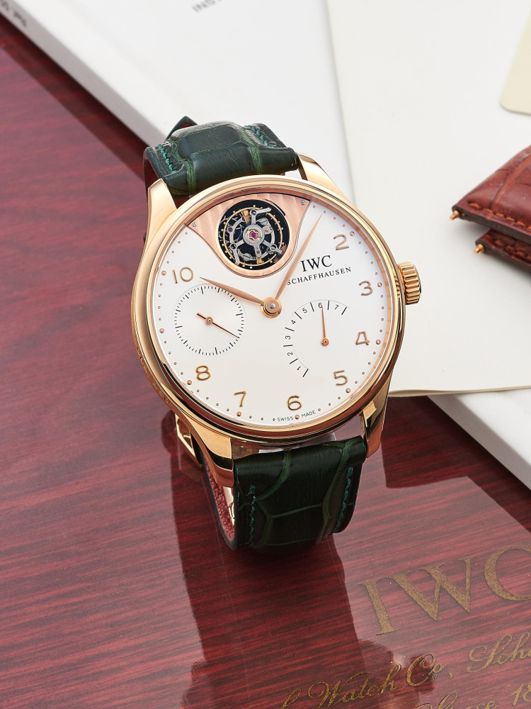 IWC | PORTUGUESE TOURBILLON MYSTÈRE, REF.IW5042-02, A LIMITED EDITION PINK GOLD TOURBILLON WRISTWATCH WITH 7 DAYS POWER RESERVE INDICATOR, CIRCA 2005