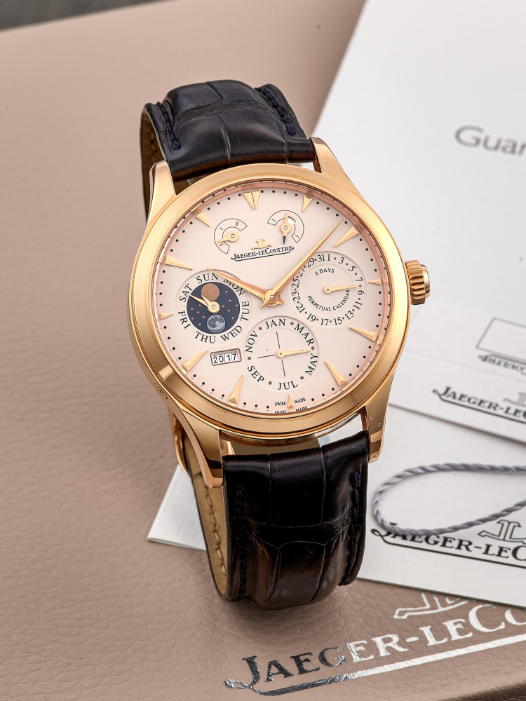 JAEGER-LECOULTRE | MASTER EIGHT DAYS, REF.Q1612420, A PINK GOLD PERPETUAL CALENDAR WRISTWATCH WITH MOON PHASES AND POWER RESERVE INDICATOR, CIRCA 2012