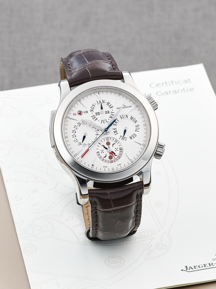 JAEGER-LECOULTRE | MASTER GRAND REVEIL, REF.Q163842A, A STAINLESS STEEL PERPETUAL CALENDAR WRISTWATCH WITH ALARM FUNCTION AND MOON PHASES, CIRCA 2008