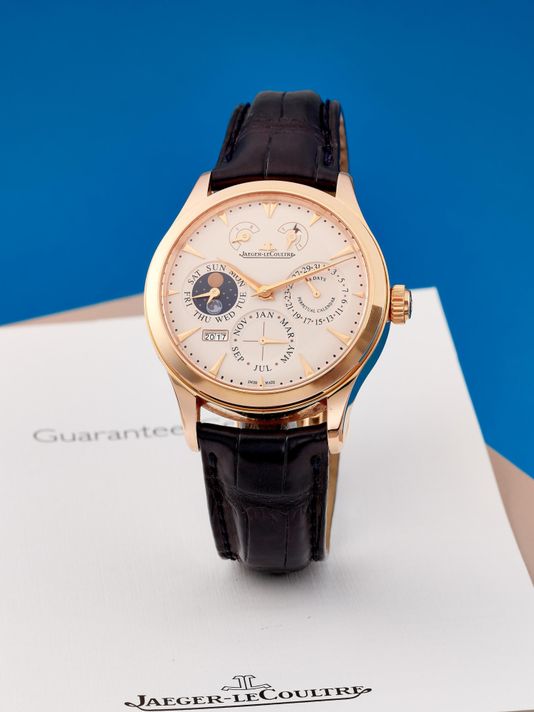 JAEGER-LECOULTRE | MASTER EIGHT DAYS, REF.Q1612420, A PINK GOLD PERPETUAL CALENDAR WRISTWATCH WITH MOON PHASES AND POWER RESERVE INDICATOR, CIRCA 2012
