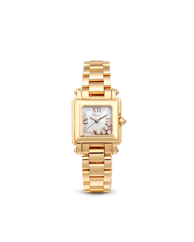 CHOPARD | HAPPY SPORT, REF.5258, A YELLOW GOLD AND DIAMOND-SET BRACELET WATCH WITH MOTHER-OF-PEARL DIAL, CIRCA 2005