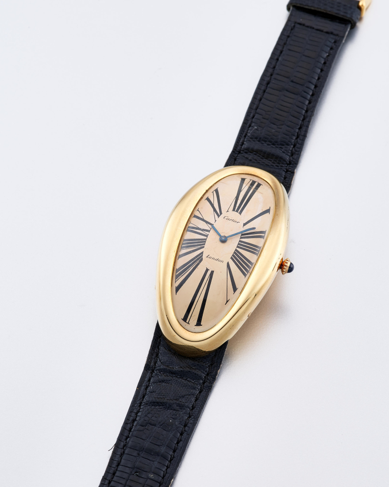 CARTIER | BAIGNOIRE ALLONGÉE 'MAXI OVAL' LONDON, A RARE OVERSIZED YELLOW GOLD WRISTWATCH SIGNED CARTIER LONDON, CIRCA 1979