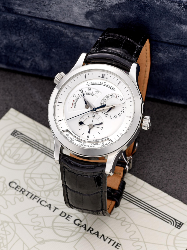 JAEGER-LECOULTRE | MASTER CONTROL GEOGRAPHIC, REF.142.8.92, A STAINLESS STEEL DUAL TIME ZONE WRISTWATCH WITH POWER RESERVE, DAY/NIGHT INDICATOR AND DATE, CIRCA 2002