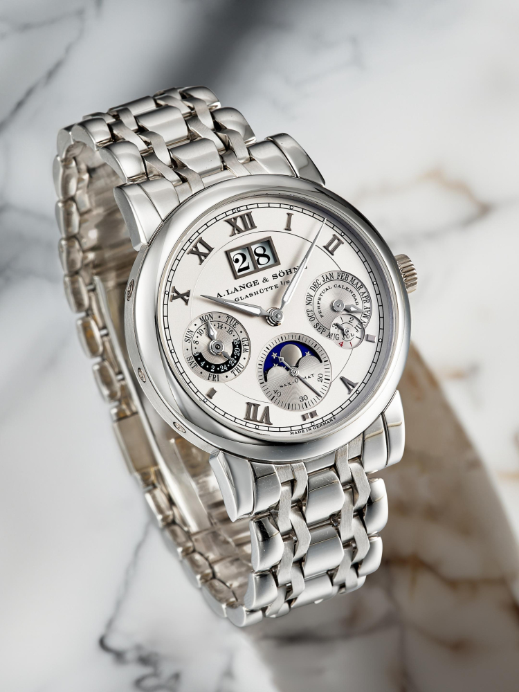 A. LANGE & SÖHNE | LANGEMATIK PERPETUAL, REF.310.025, A PLATINUM PERPETUAL CALENDAR WRISTWATCH WITH 24 HOUR INDICATION, MOON PHASES AND BRACELET, CIRCA 2008