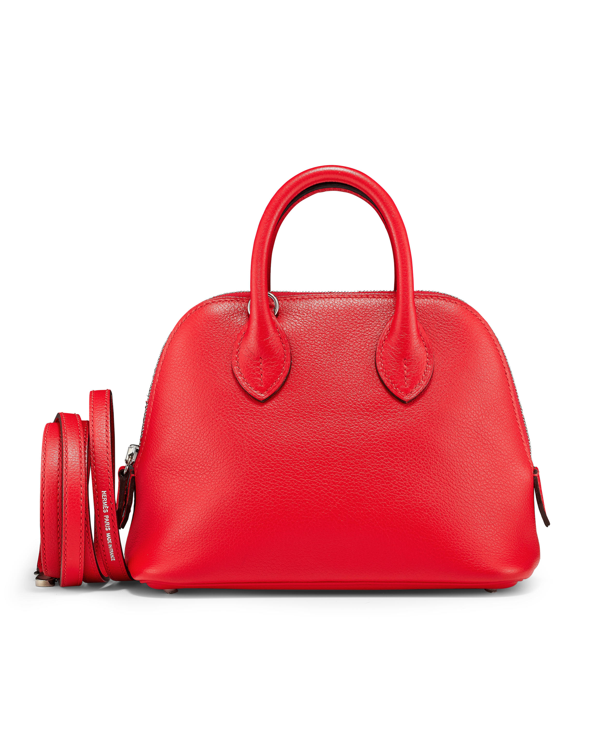 HERMÈS: ROUGH DE COEUR SWIFT MINI BOLIDE 20 WITH PALLADIUM HARDWARE 2019