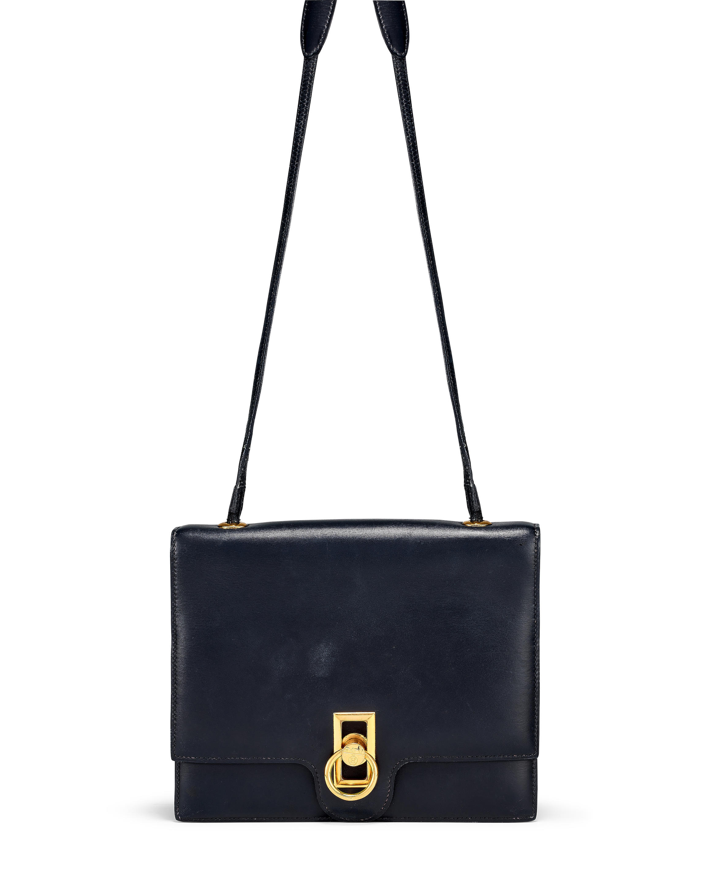 HERMÈS: BLACK SWIFT SHOULDER BAG WITH EX LIBRIS GOLD HARDWARE 1986