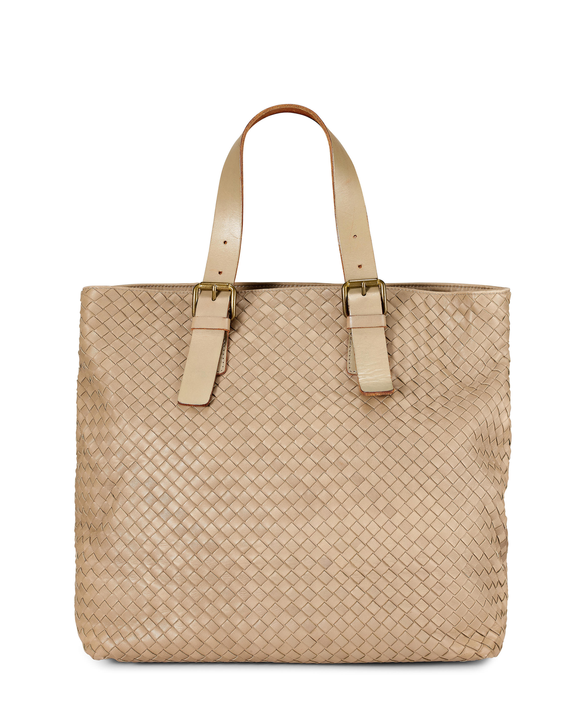 [NO RESERVE] BOTTEGA VENETA: BEIGE INTRECCIATO CABAT TOTE BAGS
