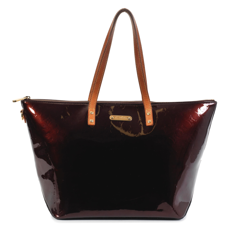 Louis Vuitton: an Amarante Monogram Vernis Leather Bellevue GM Tote