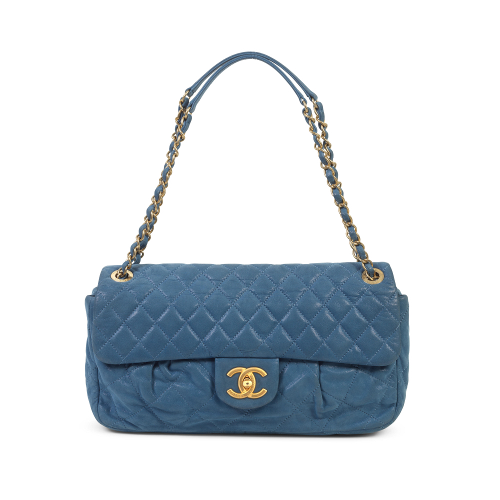 Karl Lagerfeld for Chanel: a Blue Iridescent Chic Quilt Flap Bag